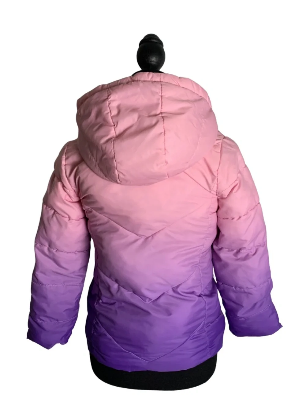 Swiss Tech Pink-to-Purple Ombre Hooded Puffer Jacket Girl's M Fall Winter